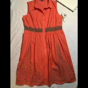 Women’s NWT Alex Marie size 14 sleeveless button down dress with cute embroidery